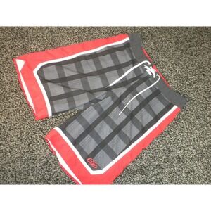 Nike Shorts M 30 Red Black Plaid 6.0 Board Skater‎ Beach 22" Length 410855-010